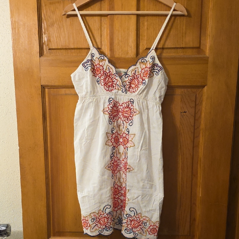 Flying Tomato White and Red Embroidered Mini Dress